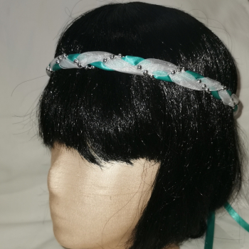 Jungfernband – organza/türkis – silber